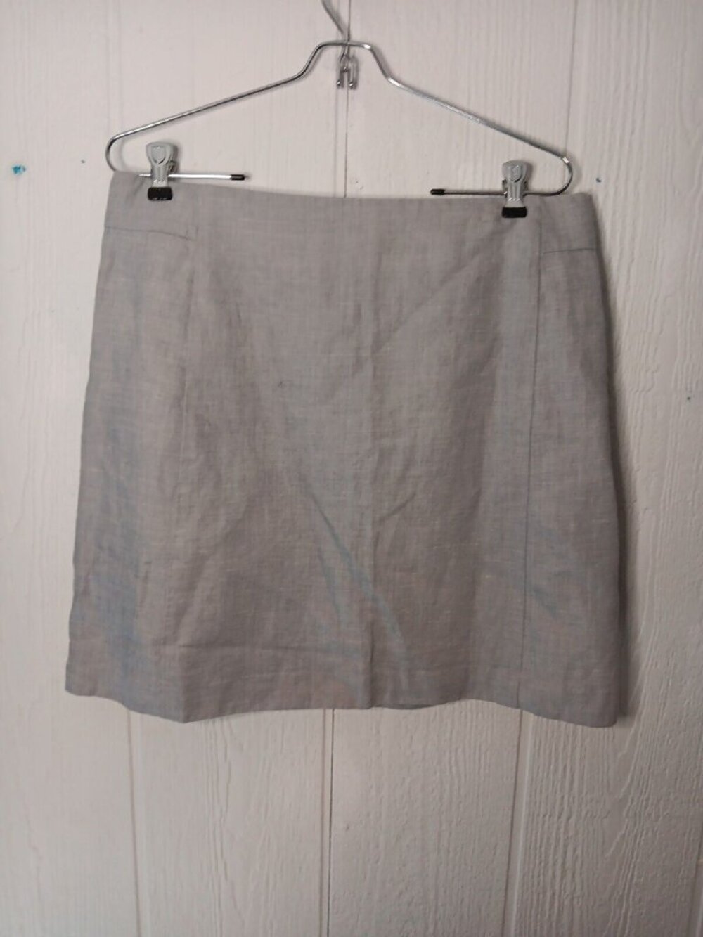 Loft Womens 10 Linen Cotton Blend Skirt Gray Lined Knee Length A Line Career NWT